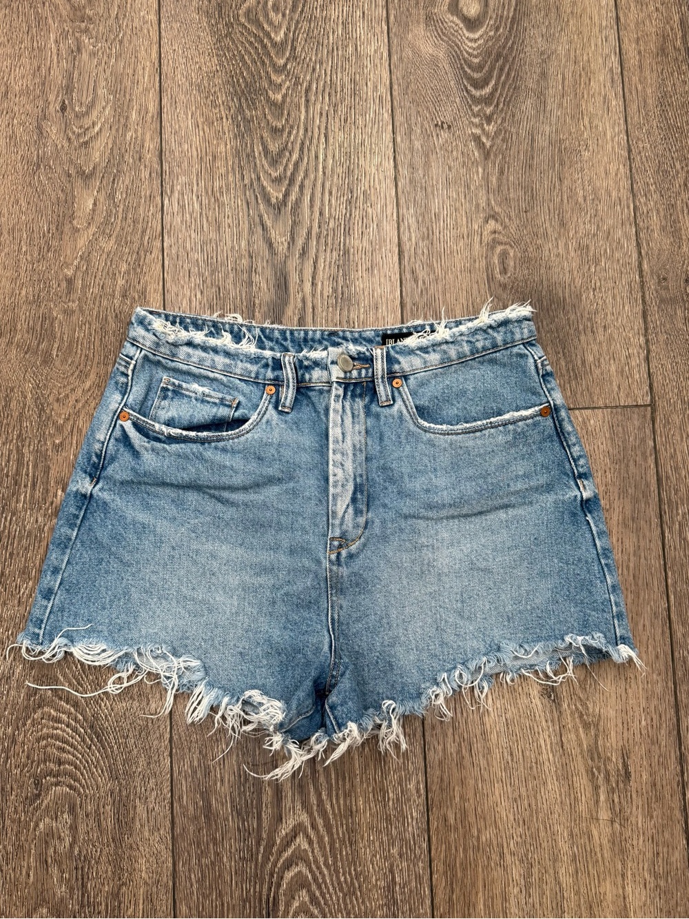 Blank NYC Light Blue Frayed Hem Denim Shorts